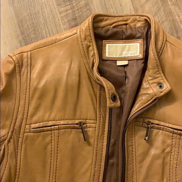 Michael by Michael Kors Brown Leather Jacket - Picture 2 of 6